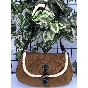 Old Navy Hobo Bag - Brown Suede like material with Sherpa accent